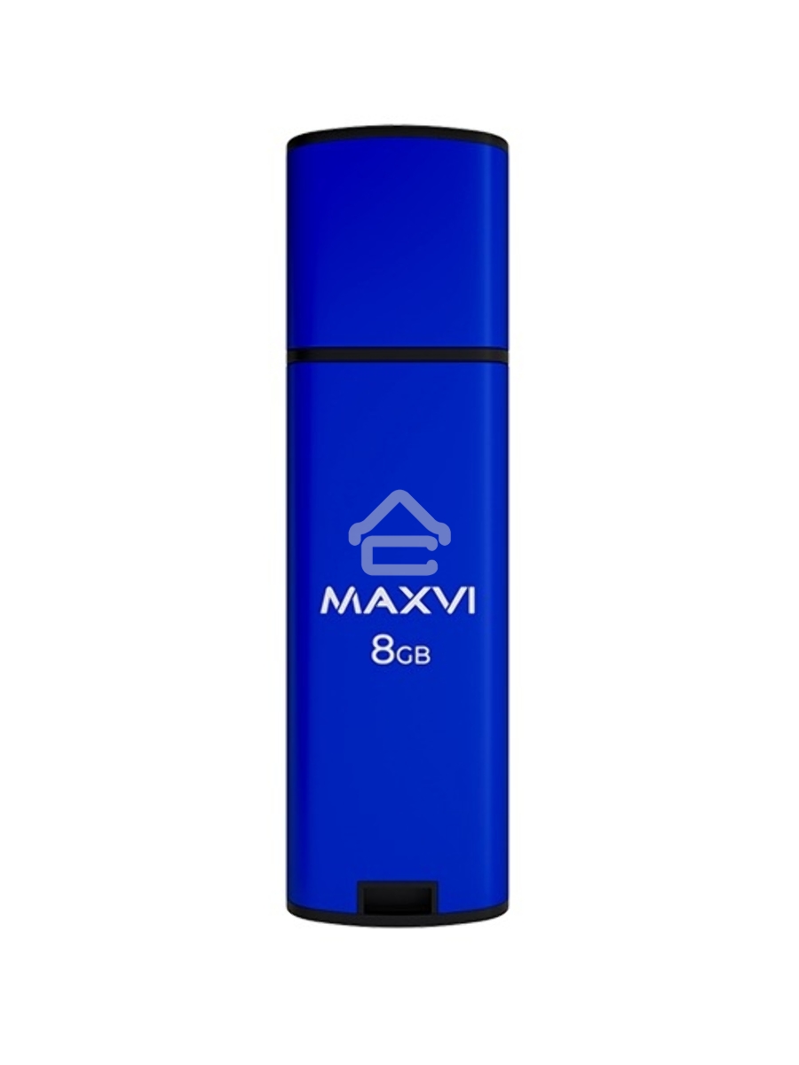 Флеш диск Maxvi MP2 8GB USB 2.0 blue, монолит с колпачком, ABS пластик + металл