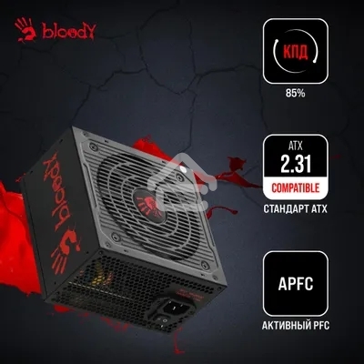 Блок питания Bloody BD-PS600W, 600Вт, 80 PLUS белый, 120мм, черный