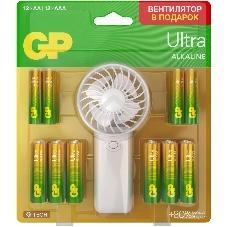 Батарея GP Ultra 15AU/24AU/FANWETA21-2CRSBC24 AA/AAA (промо:Вентилятор в подарок) (24шт) блистер