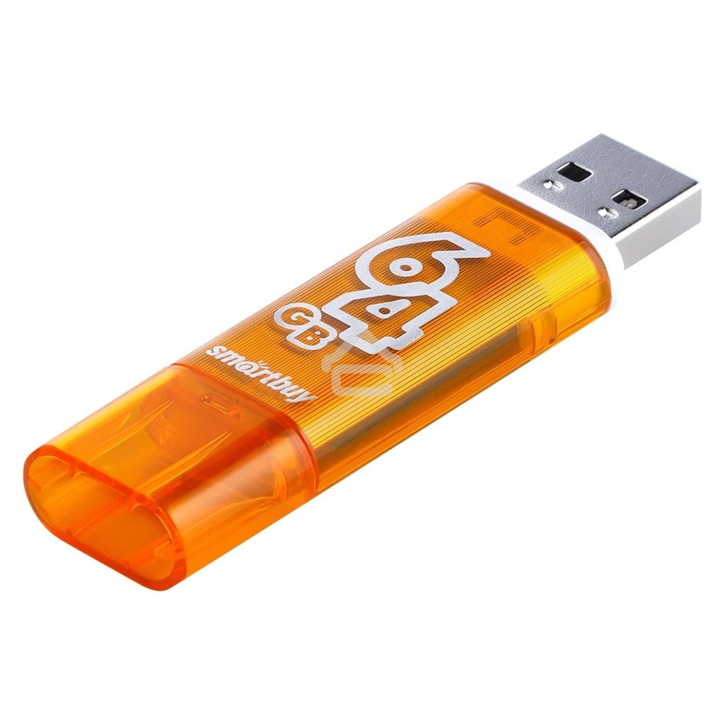 Флешка USB R/W SmartBuy R/W Glossy series Orange (SB64GBGS-Or), 64Gb, USB 2.0, R/W 25/15, оранжевый
