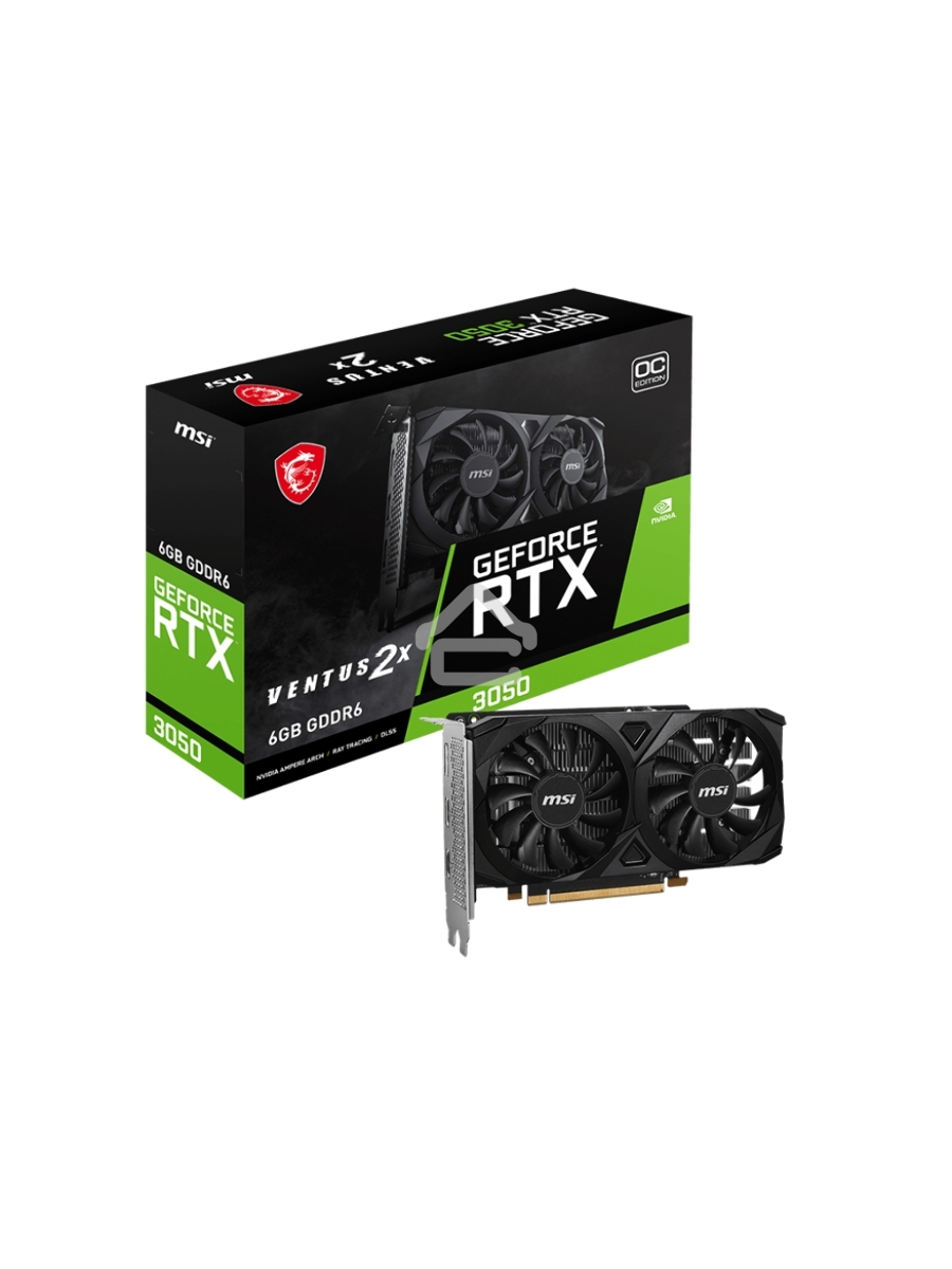 Видеокарта MSI RTX3050 VENTUS 2X E 6G OC NVIDIA RTX 3050 6Gb,  GDDR6, PCI-E 4.0, HDMIx2  DPx1 HDCP