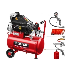 Компрессор воздушный безмасляный с набором аксессуаров, 200 л/мин, 24 л, 1500 Вт, Зубр