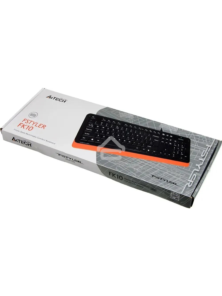 Клавиатура A4Tech Fstyler FK10 проводная, USB, черный/оранжевый