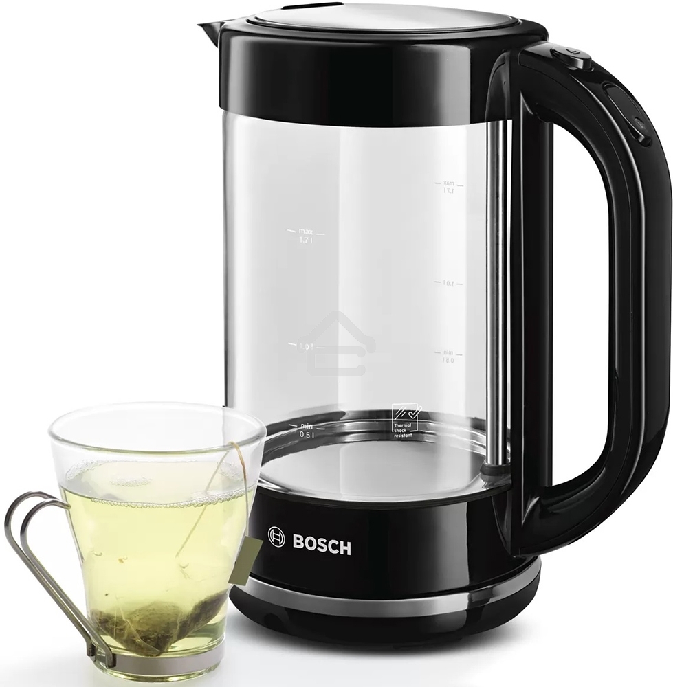Чайник электрический Bosch TWK70B03 1.7 л, 2400 Вт, черный (корпус: стекло)