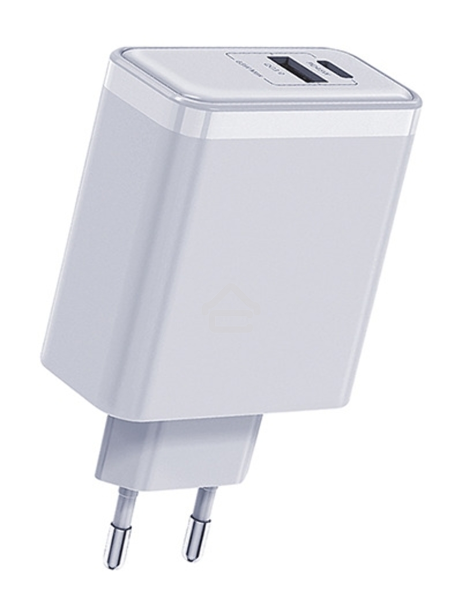 СЗУ Qumo Energy PD 65W (Charger 0075), два порта: Type-C PD + USB-A QC3.0, цвет белый