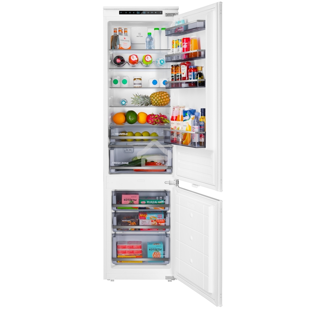 Встраиваемый холодильник Maunfeld MBF193SLFWGR Inverter белый двухкамерный 229/76 л морозилка снизу