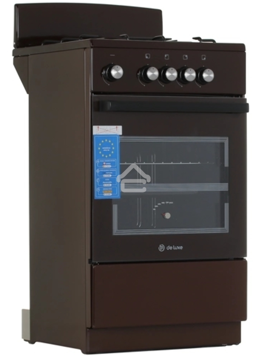 Плита газовая De Luxe 5040.48Г (Щ) 014 коричневый, конфорок 4 шт, духовка 46 л, 50 см x 85 см x 50 см