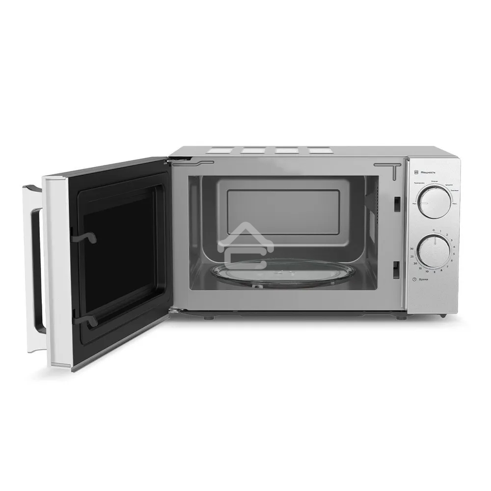 Микроволновая печь BQ MWO-20013SM серебряный, 20 л, 800 Вт, переключатели - поворотный механизм