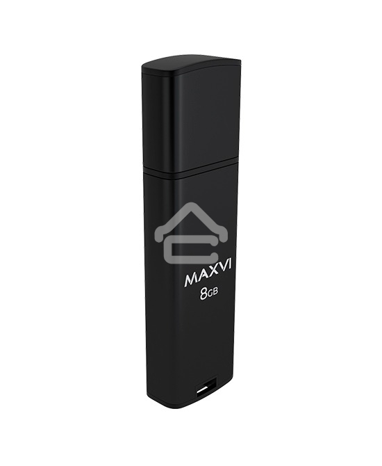 Флешка USB R/W Maxvi MP2 8GB USB 2.0 black, монолит с колпачком, ABS пластик + металл