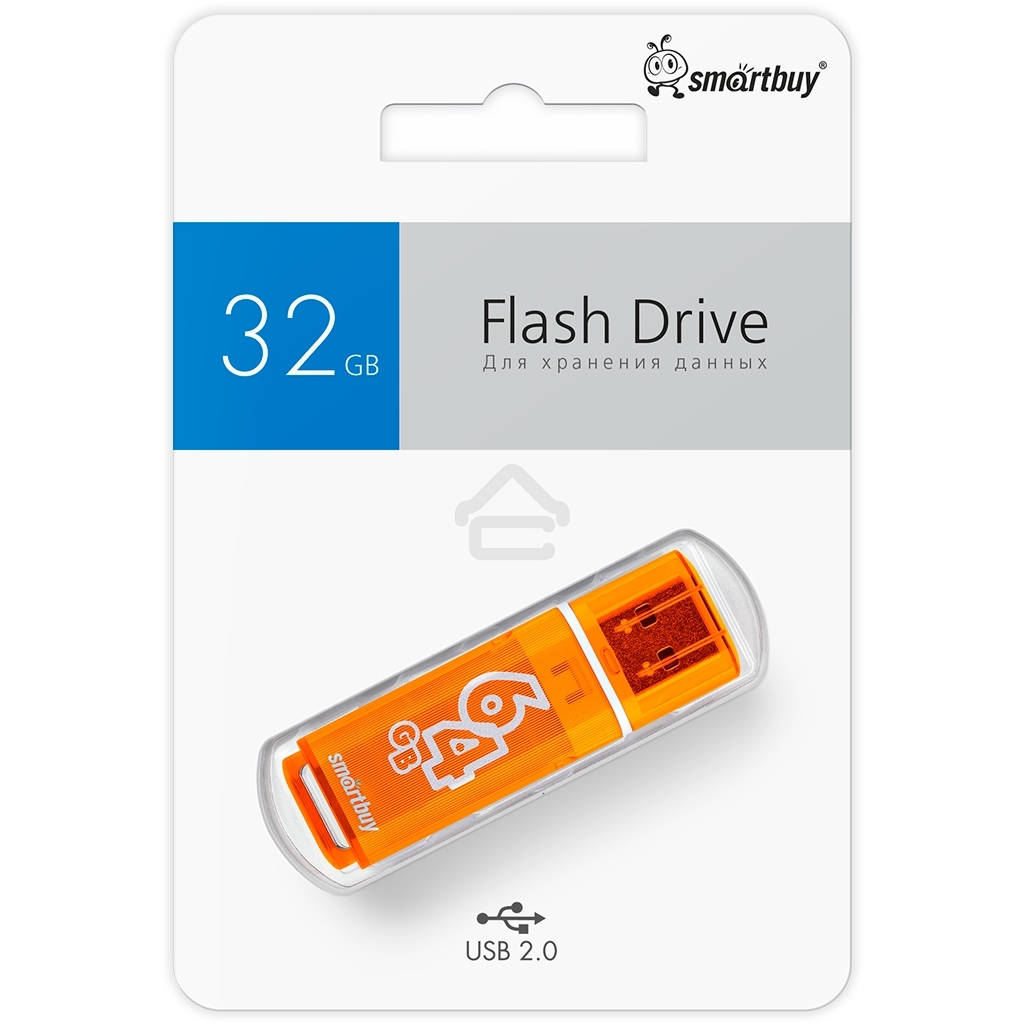 Флешка USB R/W SmartBuy R/W Glossy series Orange (SB64GBGS-Or), 64Gb, USB 2.0, R/W 25/15, оранжевый