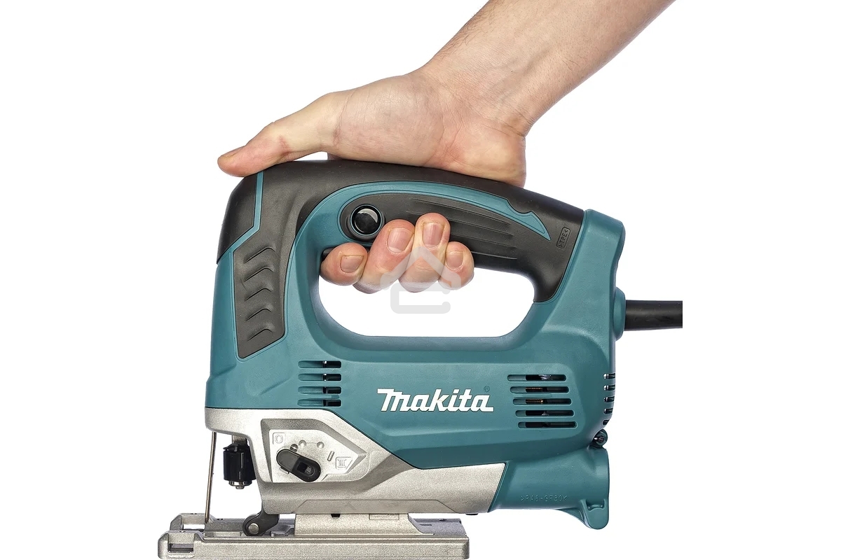 Лобзик Makita JV0600K Лобзик,в\рук, 650Вт,500-3100об\м,ход-23мм,рез-90мм,2.4кг,чем,3маятн+1