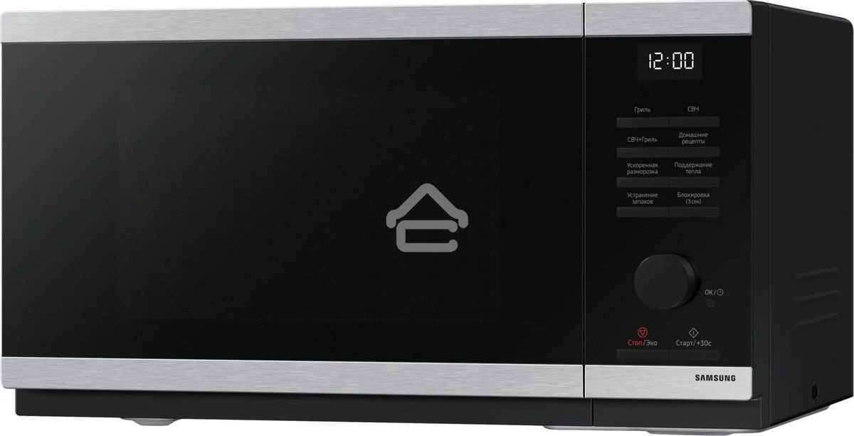 Микроволновая печь Samsung MG23DG4524ATBW нержавеющая сталь/черный 23 л, 800 Вт, переключатели - поворотный механизм