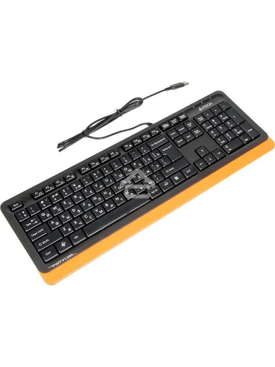 Клавиатура A4Tech Fstyler FK10 проводная, USB, черный/оранжевый
