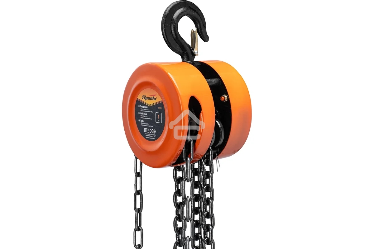 Таль цепная Sparta 1 т, h подъема 2,5 м, расстояние между крюками 300 мм