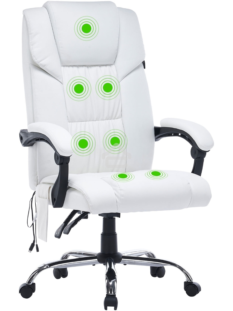 Кресло компьютерное Cactus CS-CHR-OC02M-WT белый, эко.кожа, крестов. сталь