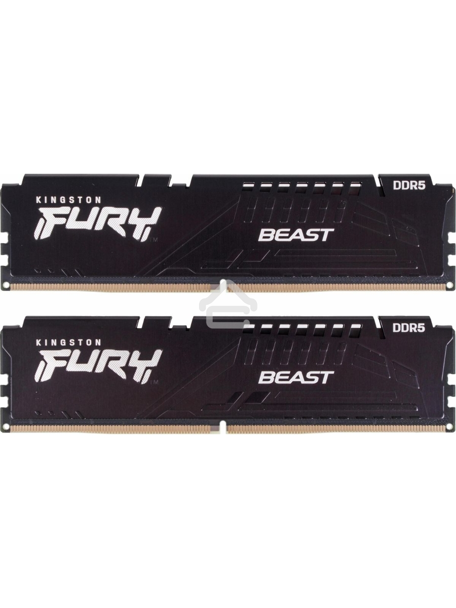 Оперативная память Kingston Fury Beast, DDR5, 32GB (2x16GB), 5200MHz, CL40, DIMM, радиатор, чёрный