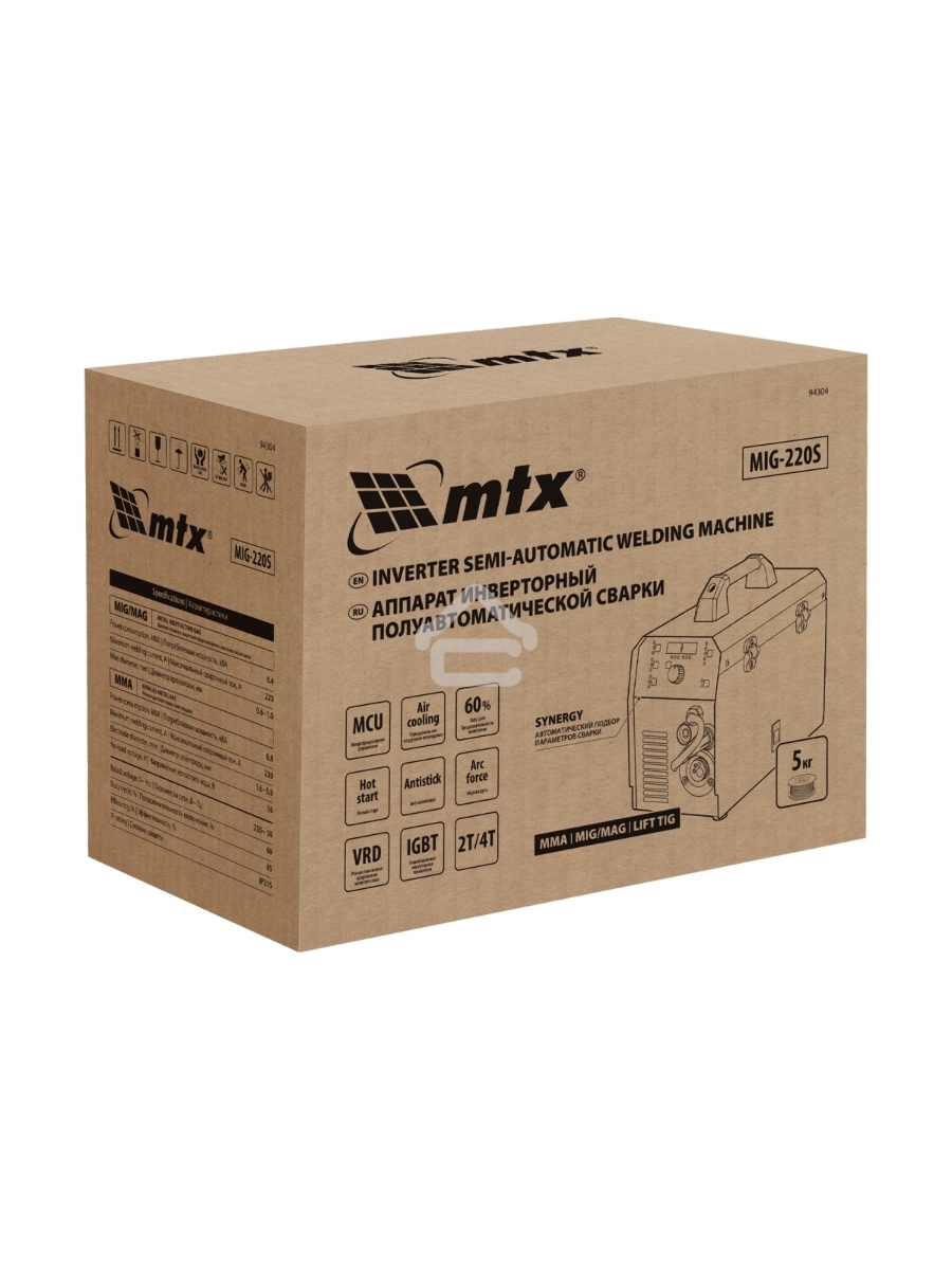 Аппарат инвертор. полуавтомат. cварки MIG-220S, 220A, ПВ 60%, катушка 5 кг MTX