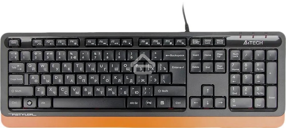 Клавиатура проводная A4Tech Fstyler FK10, USB, черный/оранжевый