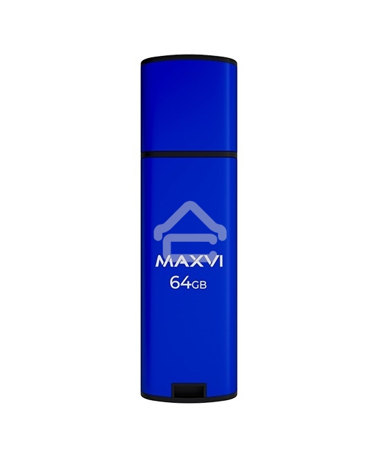 Флешка USB R/W Maxvi MP2 64GB USB 2.0 blue, монолит с колпачком, ABS пластик + металл
