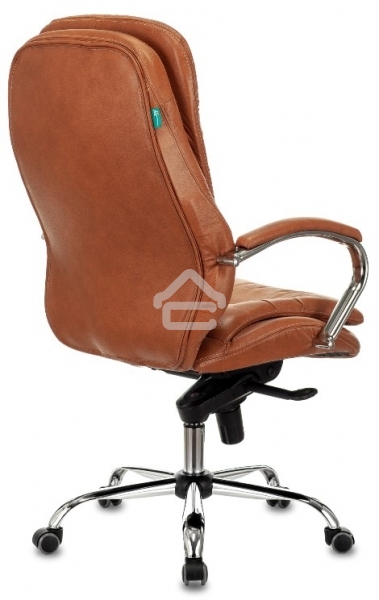 Кресло руководителя Бюрократ T-9950 светло-коричневый Leather Eichel, кожа, крестов. металл хром
