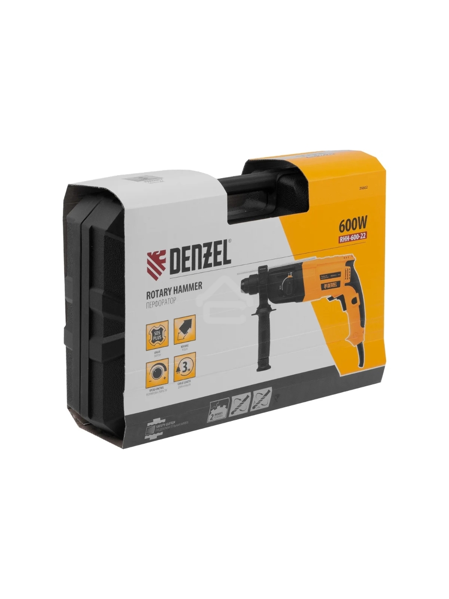 Перфоратор электрический RHH-600-22, SDS-plus, 600 Вт, 2,5 Дж, 2 реж. Denzel