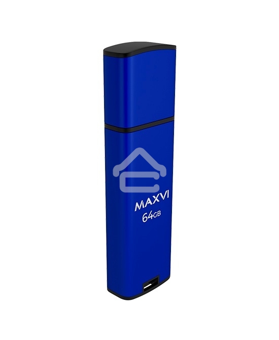 Флешка USB R/W Maxvi MP2 64GB USB 2.0 blue, монолит с колпачком, ABS пластик + металл