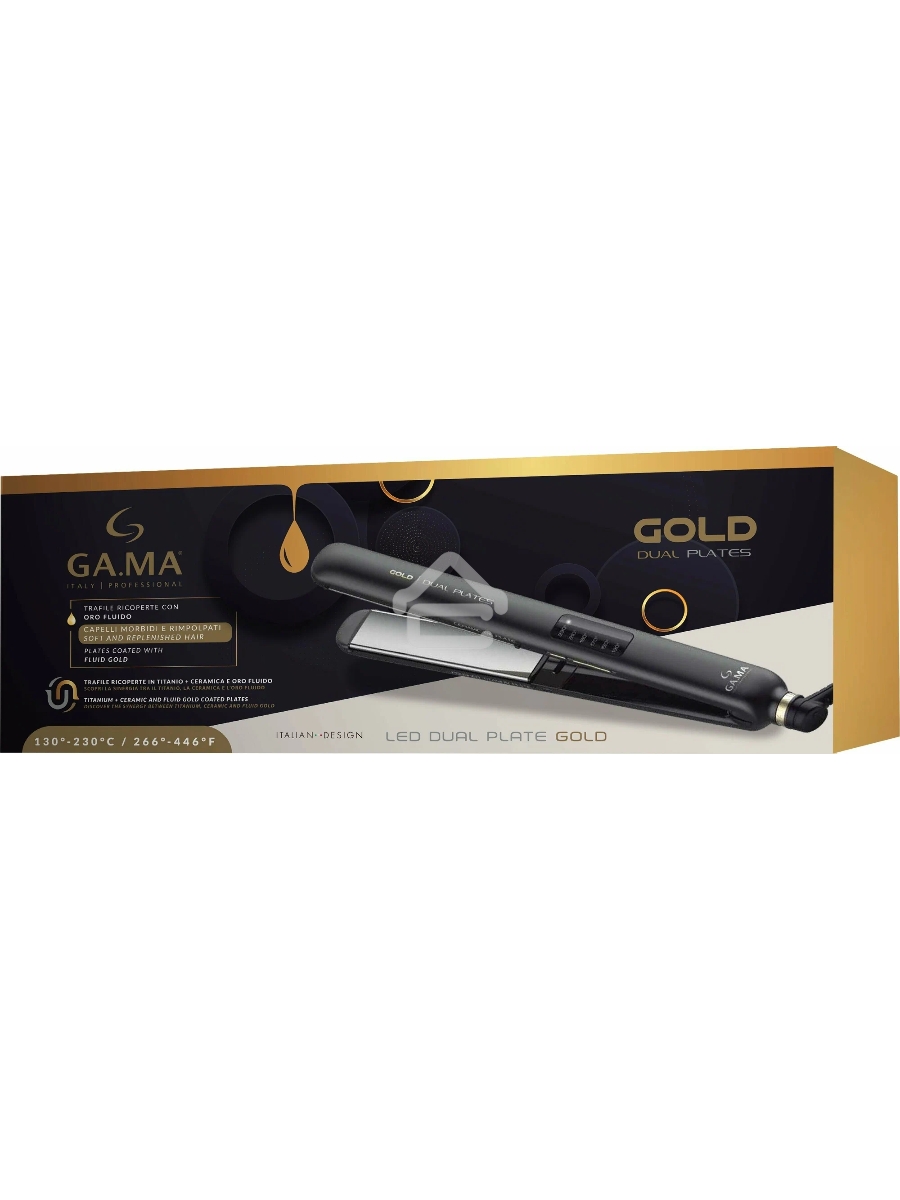 Выпрямитель для волос GA.MA CP14 LED DUAL PLATE GOLD - SY (GI2510) 50 Вт, 130 -230 °С (6 уровней), чёрный