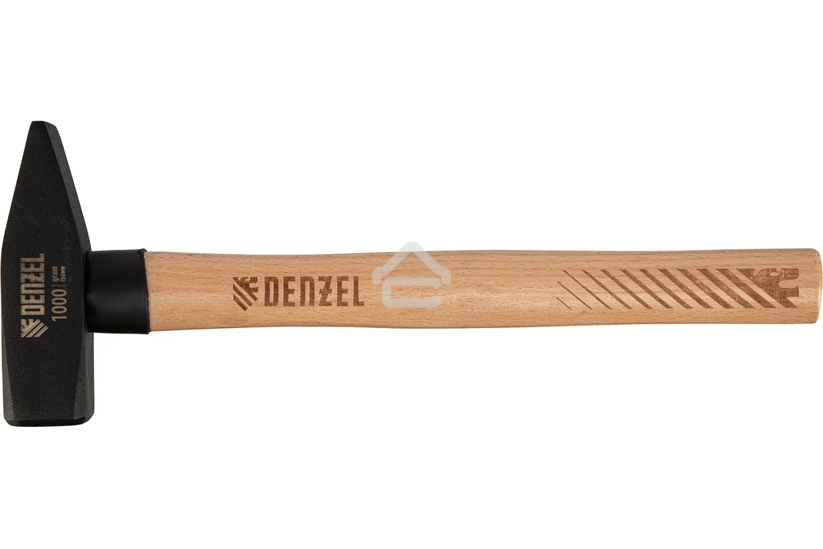 Молоток слесарный Denzel 1000 г, кованый квадратный боек, буковая рукоятка
