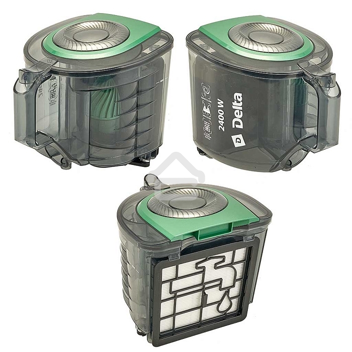 Пылесос DELTA DL-0854 черный/зеленый, 300/2400 Вт, уборка сухая, пылесборник контейнер, 4 л