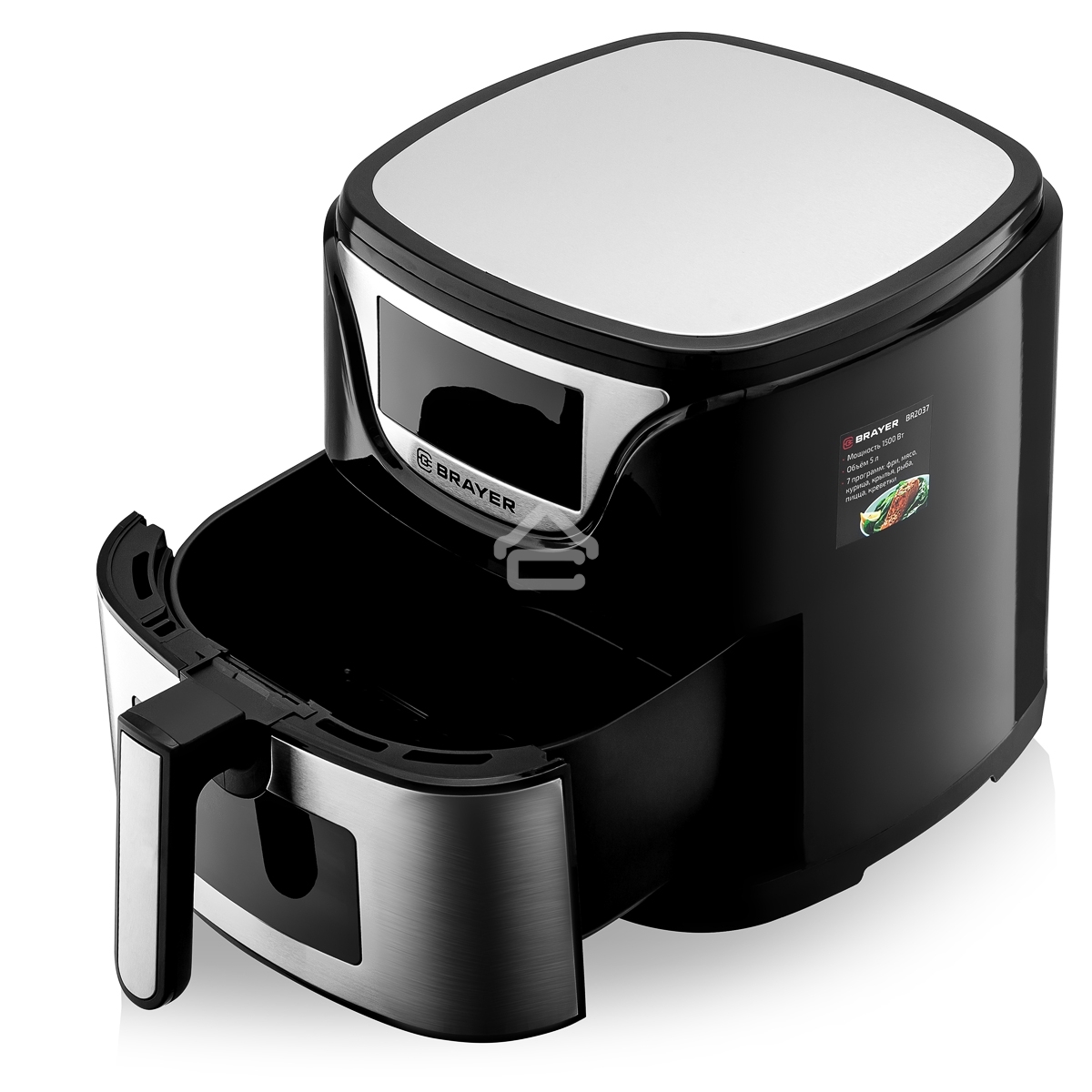 Аэрогриль BRAYER BR2037 черный/серебристый, 1500 Вт, 5 л, упр. - сенсор, программ - 7