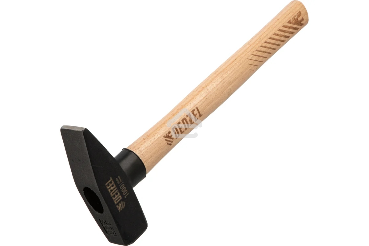 Молоток слесарный Denzel 1000 г, кованый квадратный боек, буковая рукоятка