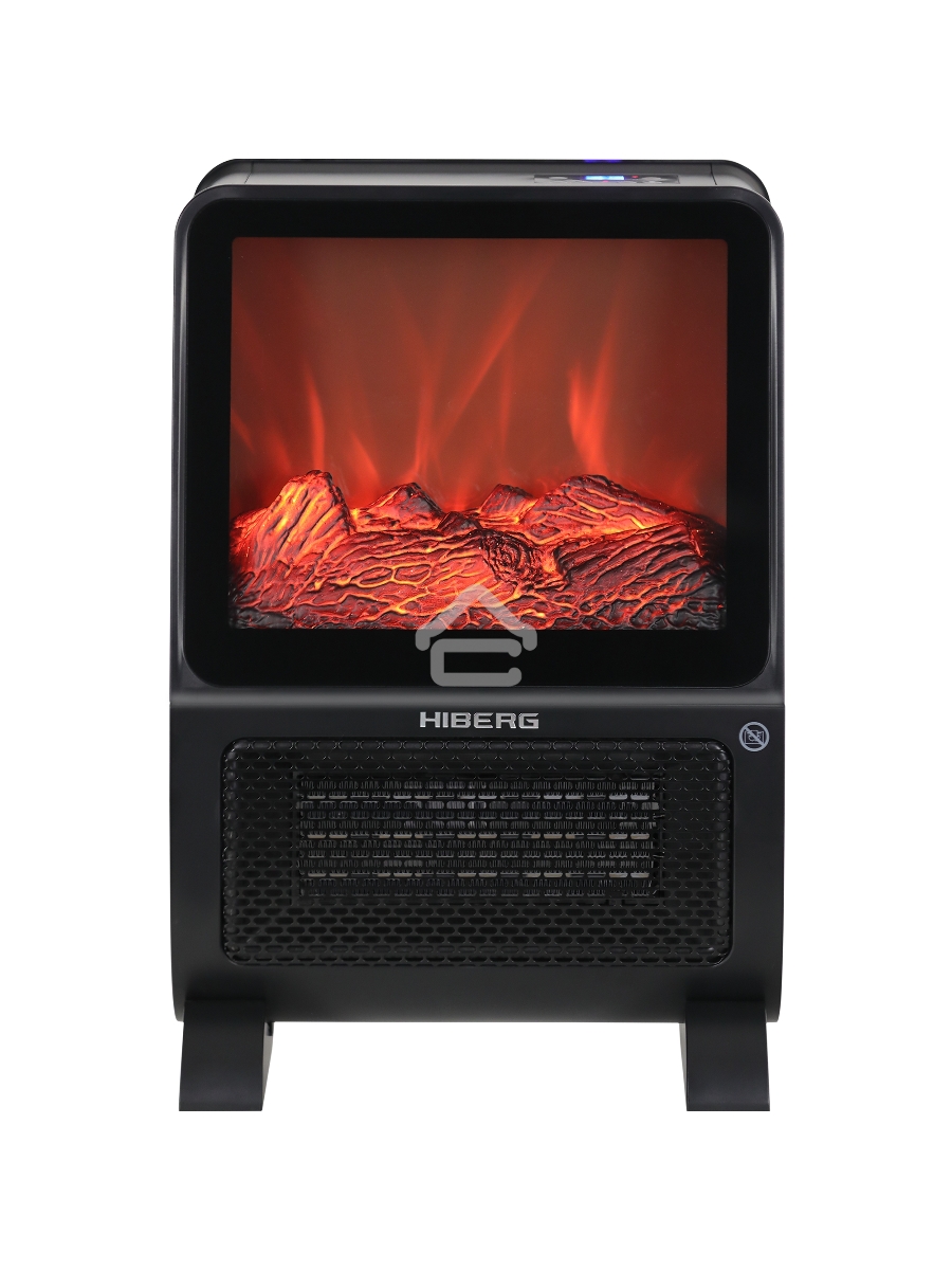 Тепловентилятор HIBERG TSF 3000 B, черный, 2000 Вт, 30 м2, с 3D - камином