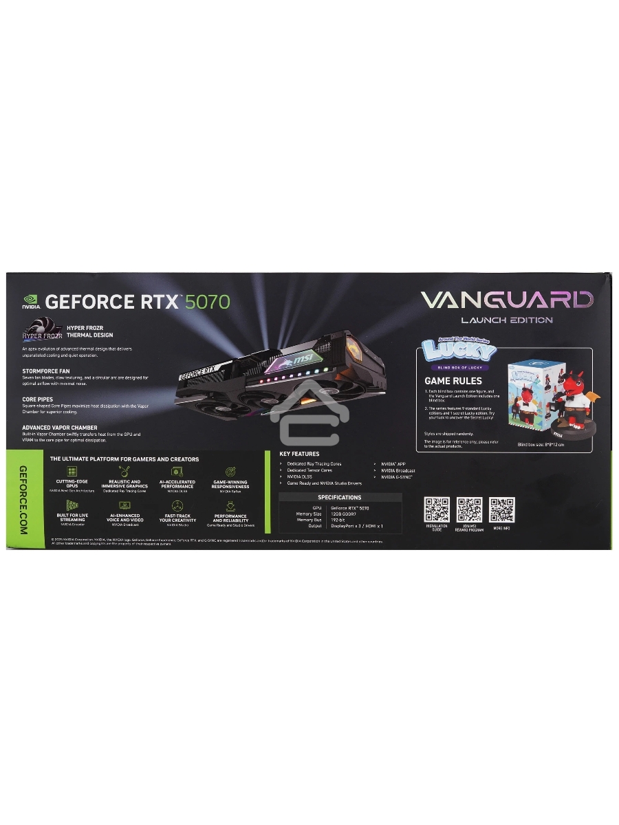 Видеокарта MSI RTX5070 VANGUARD SOC 12GB GDDR7 192bit 3xDP HDMI 3FAN RTL