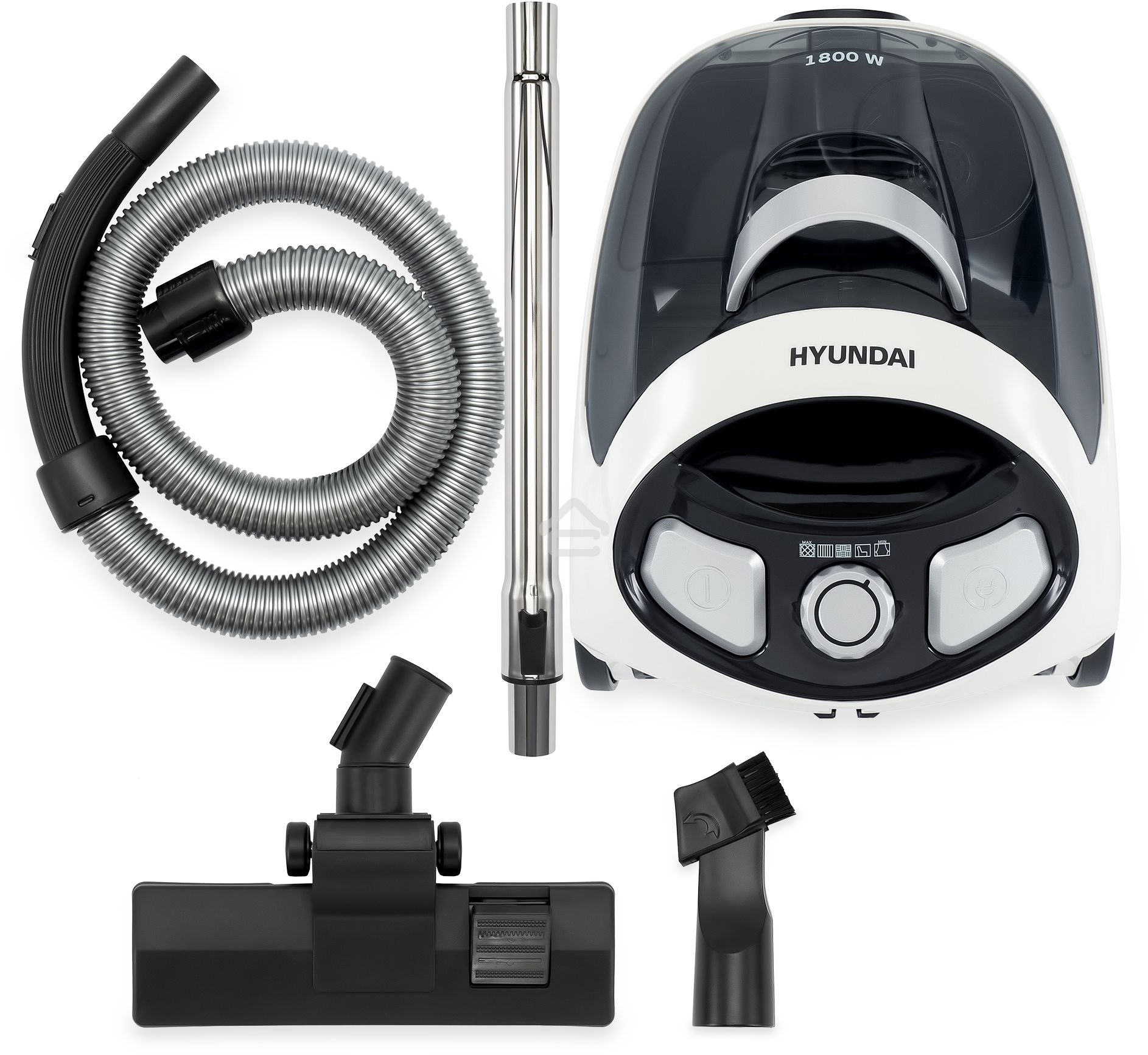 Пылесос Hyundai HYV-C1995 белый/черный 250/1800 Вт, уборка сухая, пылесборник контейнер, 1.5 л