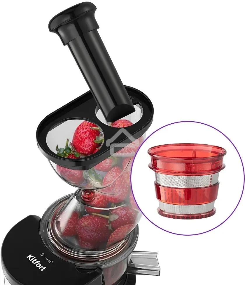 Соковыжималка шнековая Kitfort КТ-1162 150 Вт рез.сок.:1000мл. черный