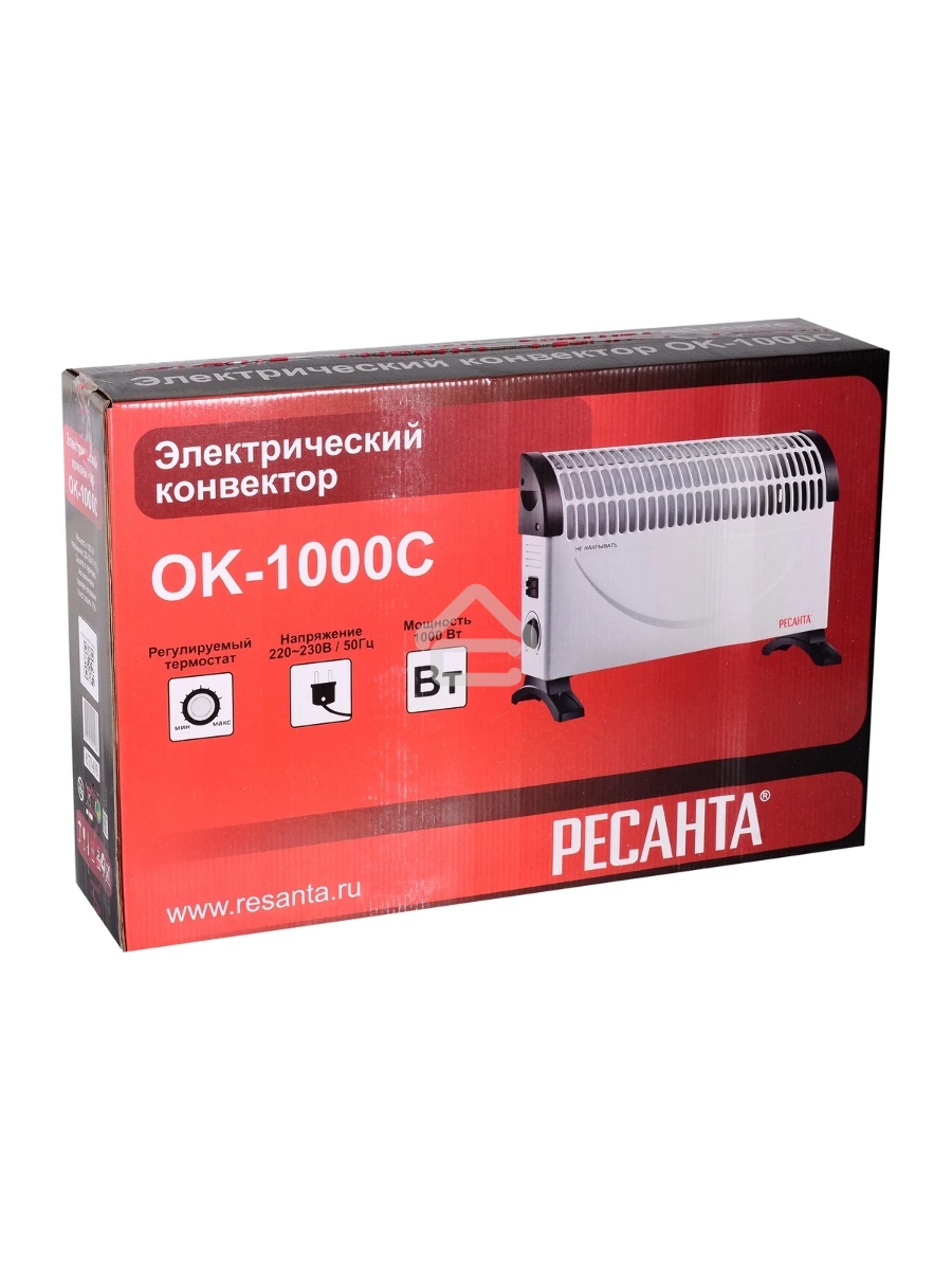 Конвектор Ресанта ОК-1000С белый, 1000 Вт, 15 м2, термостат