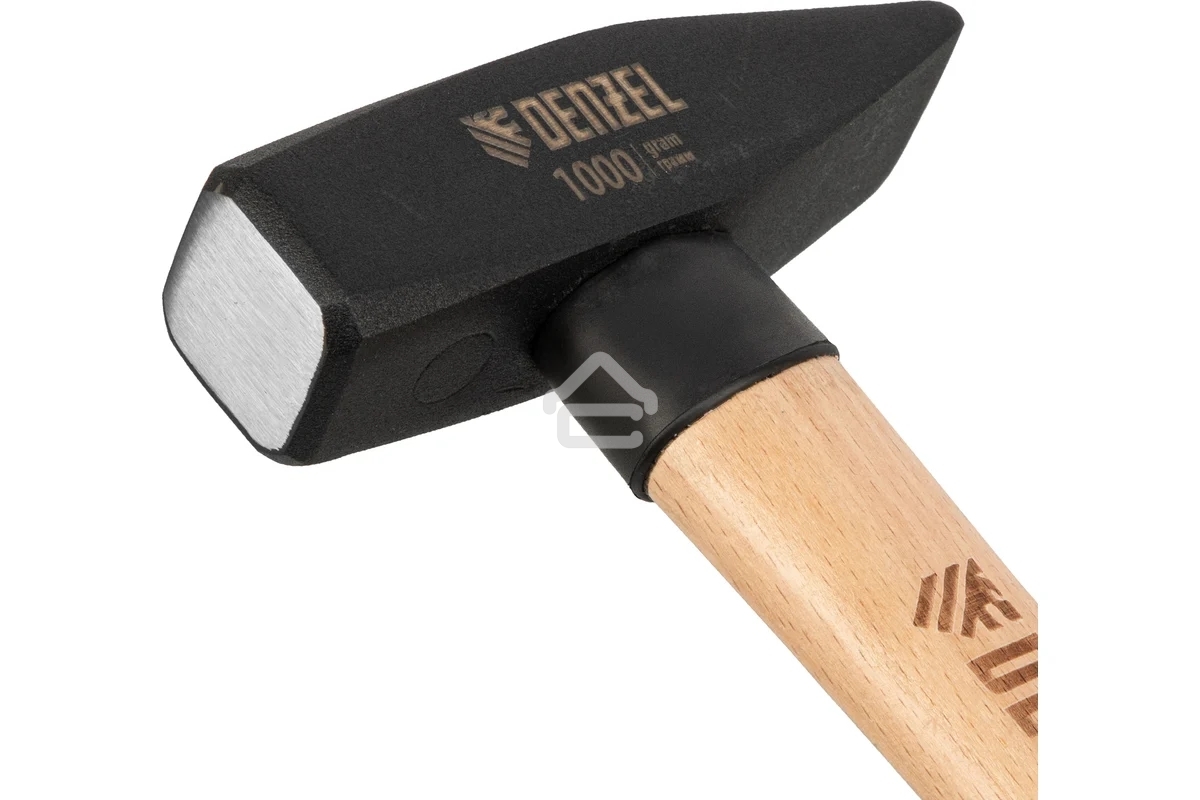 Молоток слесарный Denzel 1000 г, кованый квадратный боек, буковая рукоятка