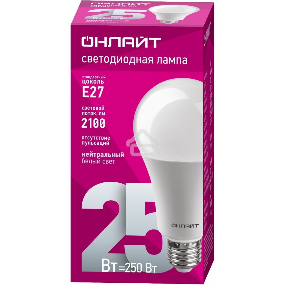 Лампа светодиодная ОНЛАЙТ 61954 OLL-A60-25-230-4K-E27 25 Вт