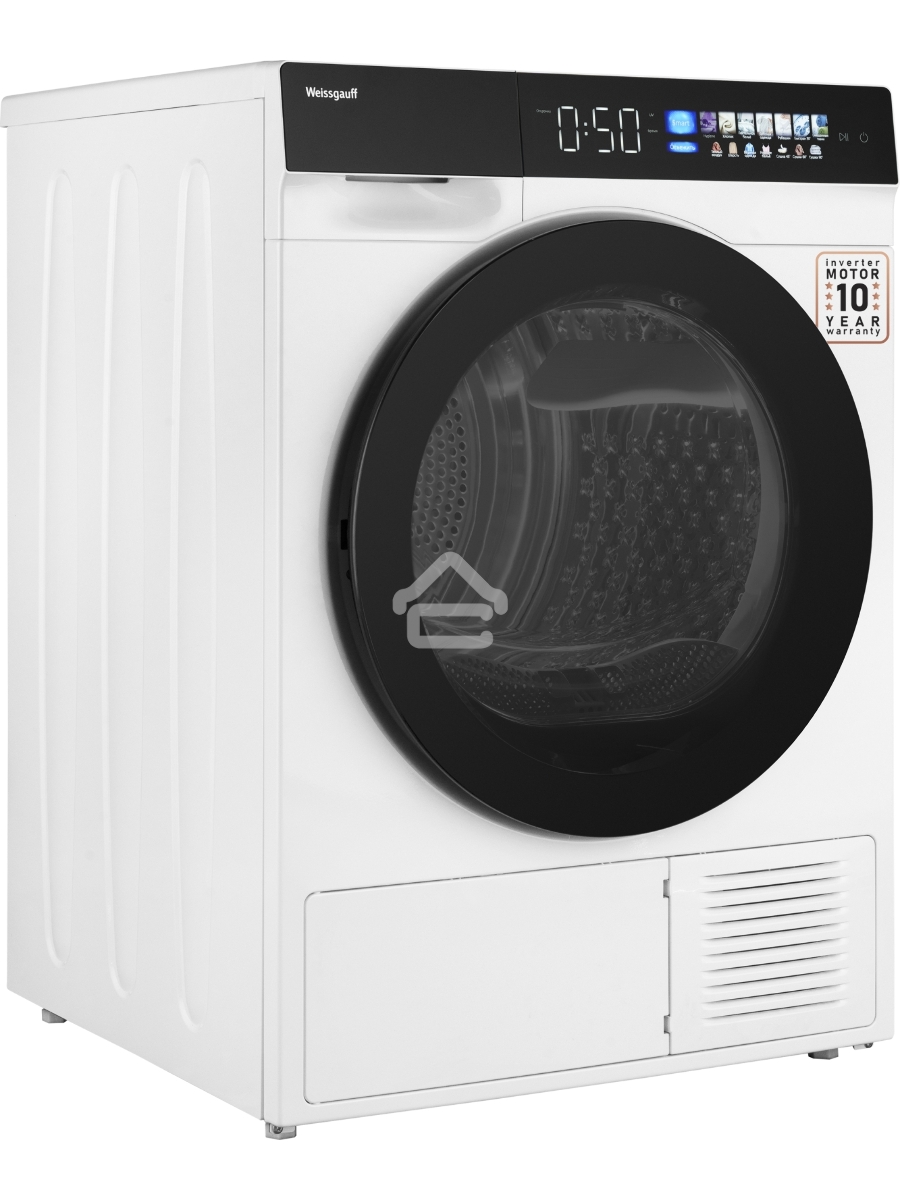 Сушильная машина Weissgauff WD 999 Heat Pump Full Touch белый/черный, 10 кг, сушка - тепловой насос, программ - 16, 60 x 85 x 62 см