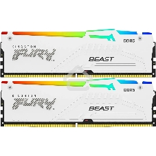 Оперативная память Kingston Fury Beast White RGb, DDR5, 64Gb (2x32Gb), 6000MHz, CL36, DIMM, с радиаторами, RGb, белый
