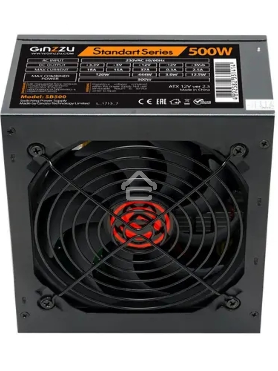 Блок питания Ginzzu SB500, 500Вт, 120мм, черный
