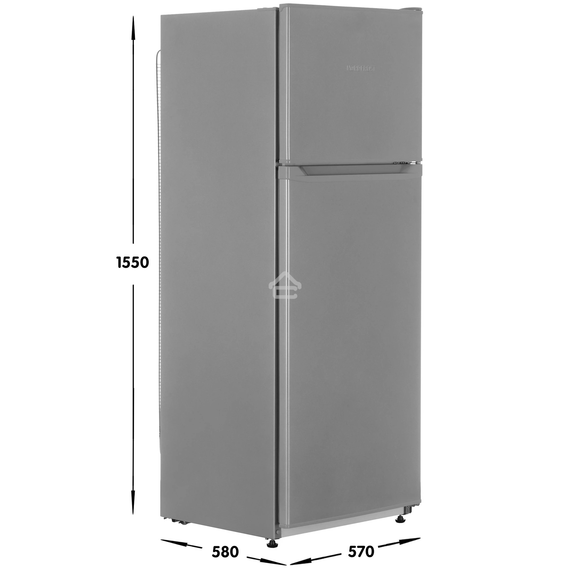 Холодильник Nordfrost NRT 145 132 серебристый двухкамерный 209/68 л морозилка сверху, ручная разморозка