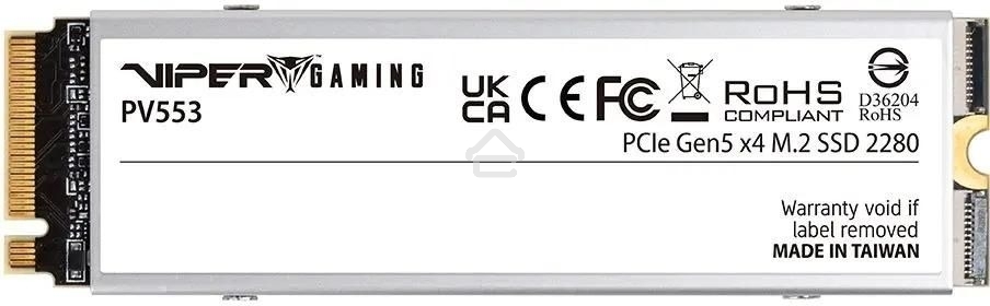 Накопитель SSD Patriot PV553, 4Tb, PCIe 5.0 x4, M.2 2280, NVMe, R/W 12400/11800, с активным охлаждением