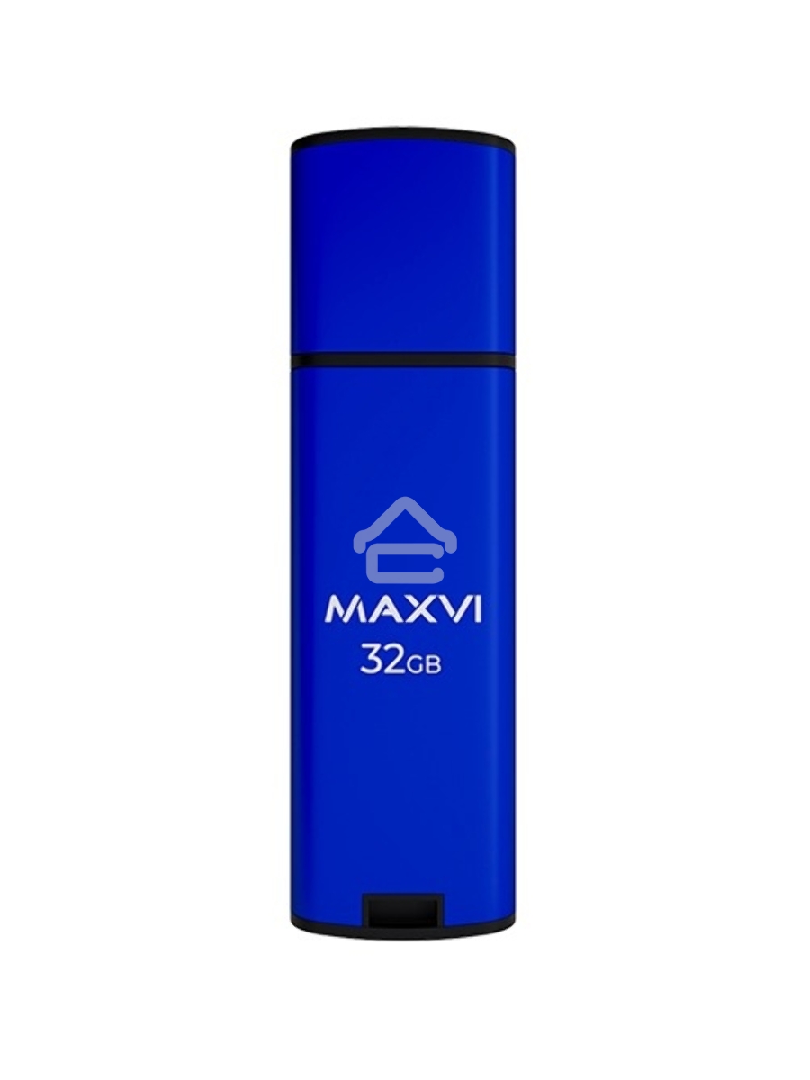 Флеш диск Maxvi MP2 32GB USB 2.0 blue, монолит с колпачком, ABS пластик + металл