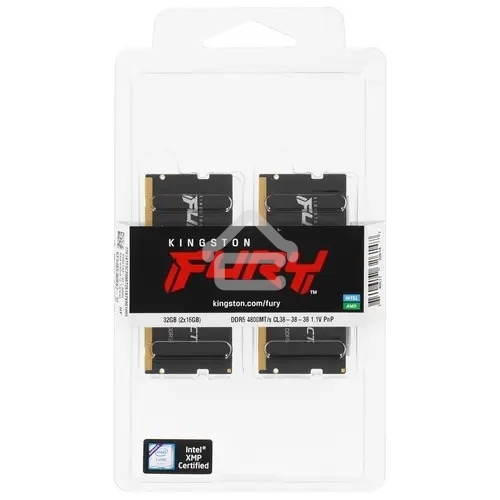 Оперативная память Kingston Fury Impact, DDR5, 32GB (2x16 GB), 4800 MHz, CL38, SO-DIMM