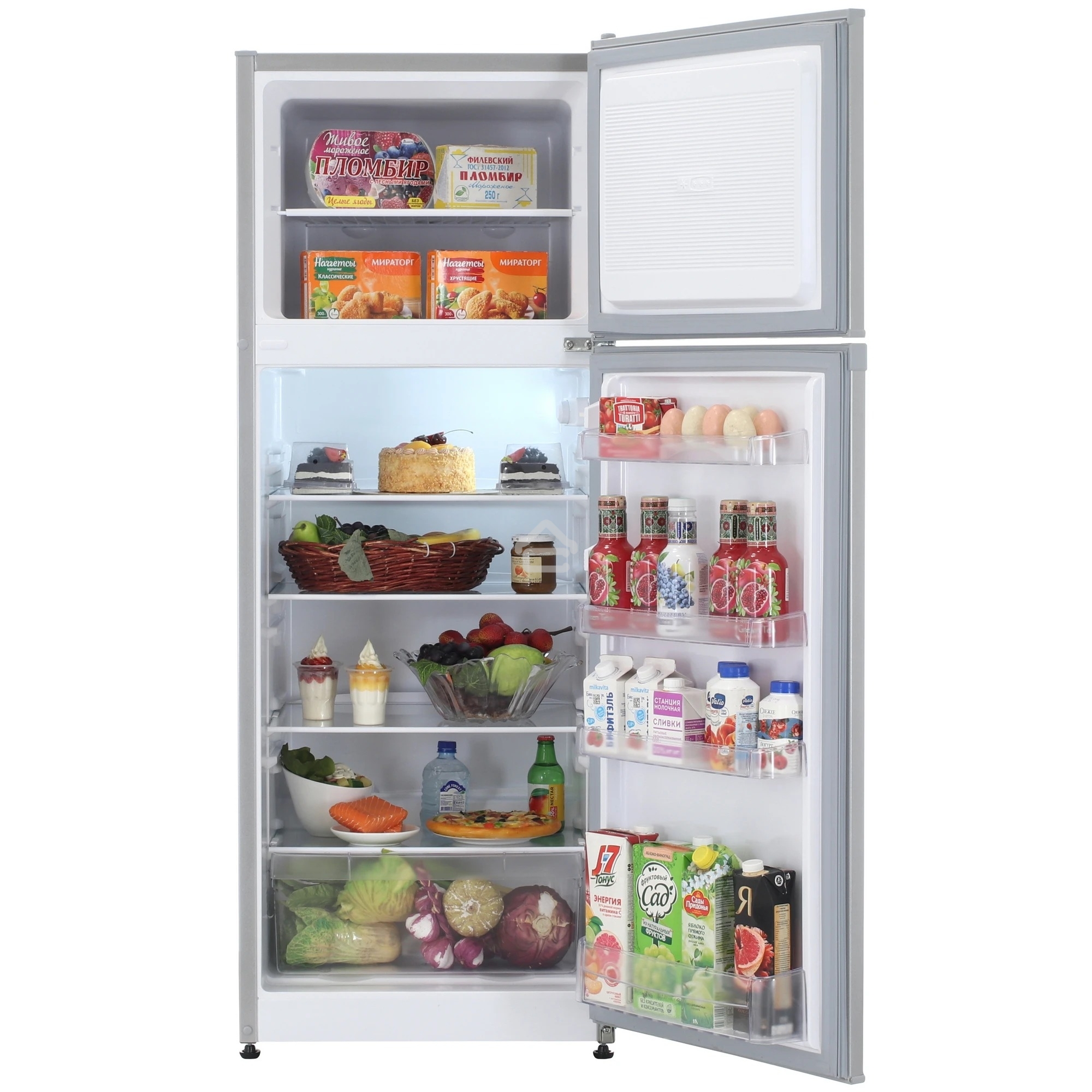 Холодильник Nordfrost NRT 145 132 серебристый двухкамерный 209/68 л морозилка сверху, ручная разморозка