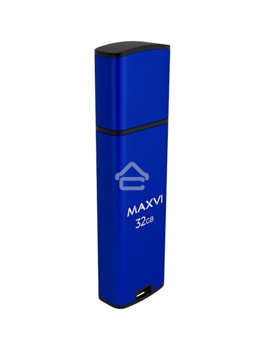 Флеш диск Maxvi MP2 32GB USB 2.0 blue, монолит с колпачком, ABS пластик + металл