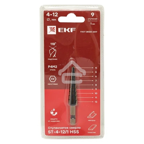Сверло ступенчатое ST-4-12/1 HSS (9 ступ.)
