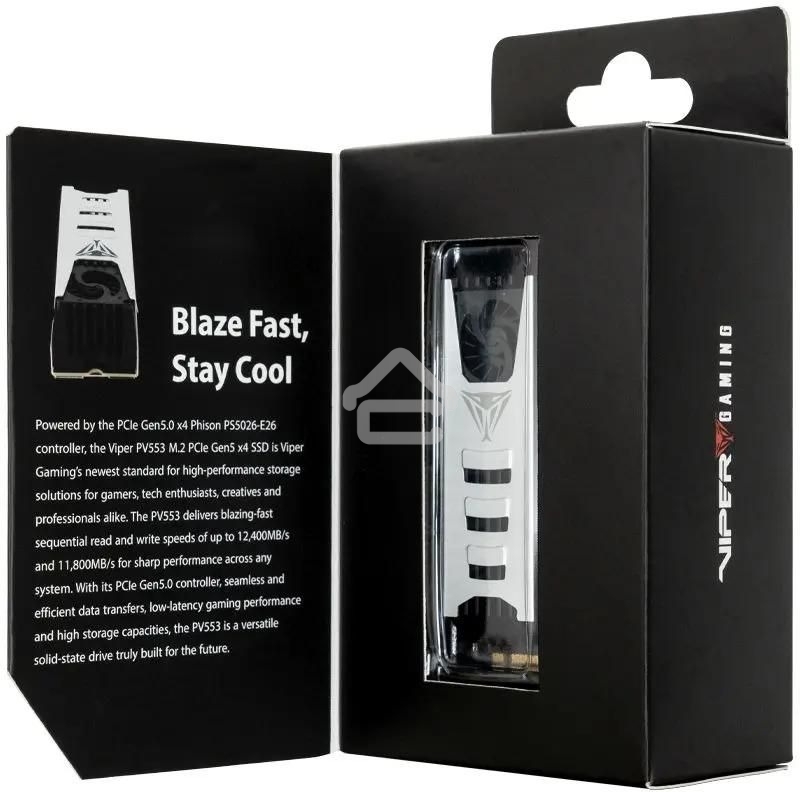 Накопитель SSD Patriot PV553, 4Tb, PCIe 5.0 x4, M.2 2280, NVMe, R/W 12400/11800, с активным охлаждением