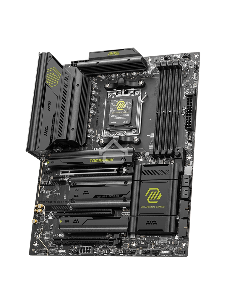 Материнская плата MSI MAG X870E TOMAHAWK WIFI, AM5, AMD X870, 4xDDR5, 4xSATA, 4xM.2, 1xPCI-E 5.0 x16, 1xPCI-E 4.0 x4, 1xPCI-E 3.0 x1, 1xHDMI, 2xUSB Type-C, 1x5Gb LAN, 2xUSB-A 3.2 Gen 2, 3xUSB-A 3.2 Gen 1, 4xUSB-A 2.0, 7.1, Wi-Fi 7, ATX